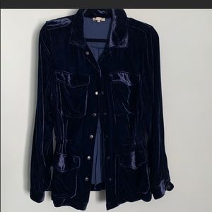 Gold Hawk Navy Blue Velvet Jacket size XS